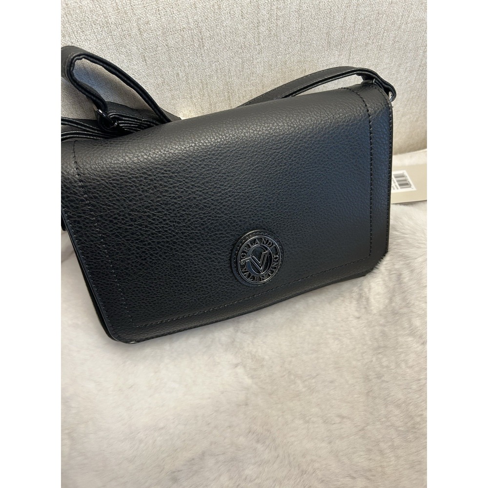 Valentino Orlandi Black Crossbody Bag Black Vegan Leather New With Tags $228